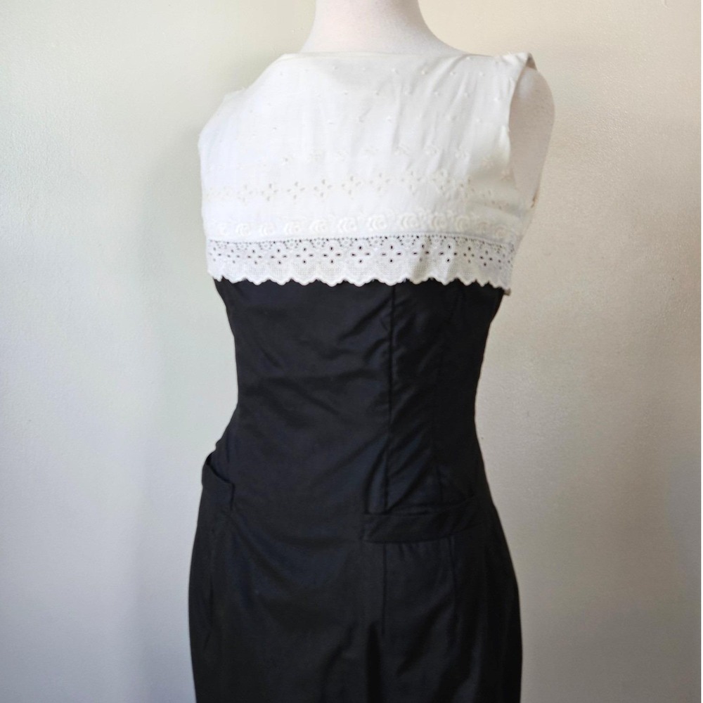 Vintage 50s Helen Whiting Black White Bombshell Hollywood Cocktail Wiggle Dress